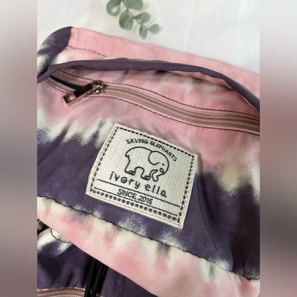 Ivory Ella Elephant Pink Purple Tie Dye Adjustable Convertible Backpack Bag EUC - Picture 7 of 8